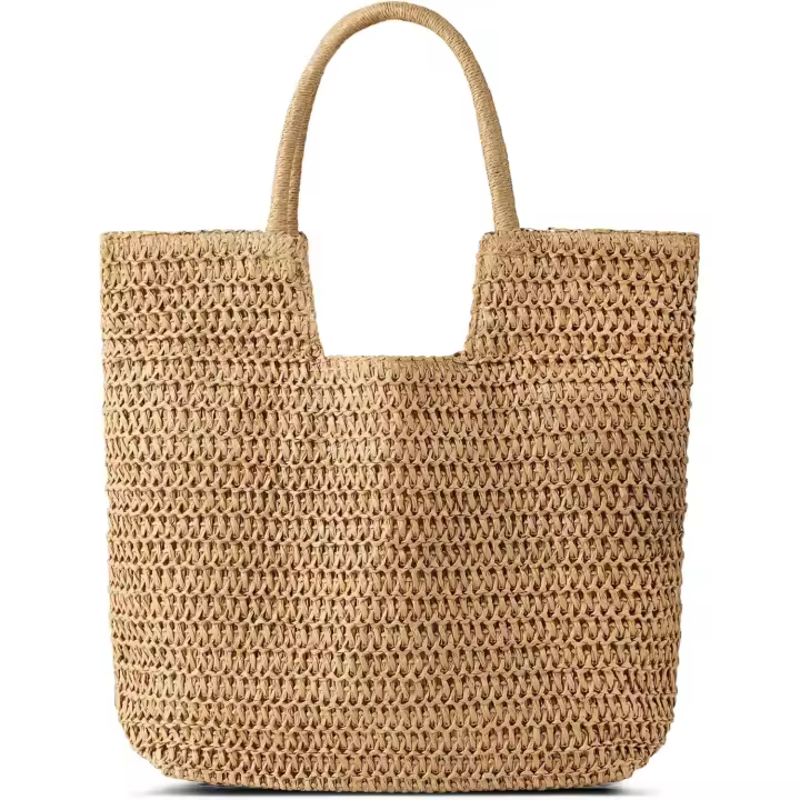 Bolsas de Playa de paja para Mujer-Bolso de mano tejido de Verano, Bolsa de Playa Grande para Mujeres para Vacaciones - 1