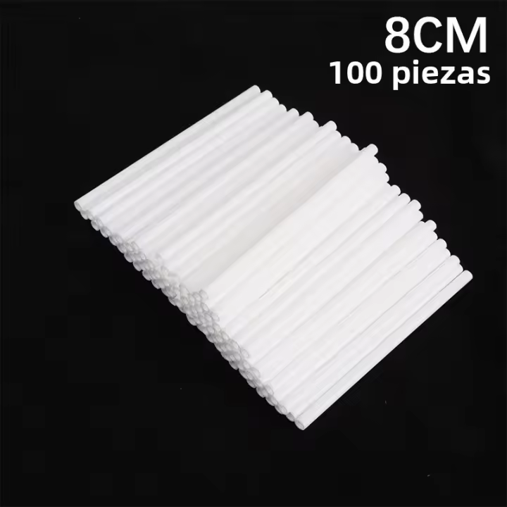 100Pcs Palitos De Lollipop De PP Blanco Núcleo Sólido Para Chocolates Y Pasteles Accesorios De Hornear DIY Tamaños 8/10/12/15cm - 1