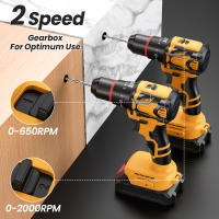 Taladro inalámbrico de alta potencia, taladro de impacto de 21 V, velocidad de 2000 rpm, 2 velocidades variables, con luz, ajuste de torque 25+3, función 3 en 1, perfecto para atornillar/taladrar/perforar. - details 5