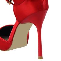 Sandalias Elegantes De Satén Para Mujer Verano Con Nudo De Mariposa Bajo Tacón 8cm 10cm Bota Larga De Boda Rojo Tinto Zapatos Bigtree - details 35