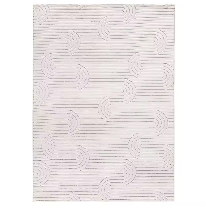 ATTICGO Alfombra de Interior de Estilo Geométrico con relieve en Crema - ESTILO 23062 | 60X110, 80X150, 120X170, 160X230, 200X290 cm - 1