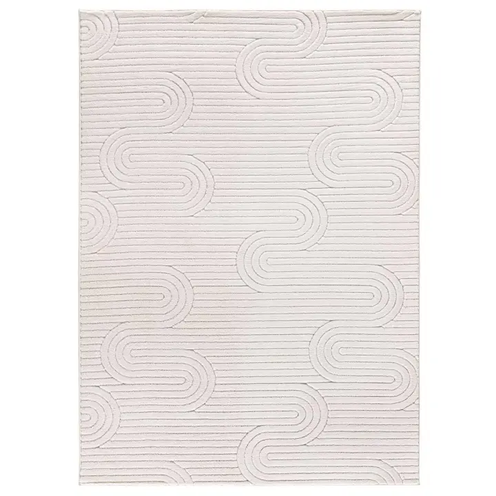 ATTICGO Alfombra de Interior de Estilo Geométrico con relieve en Crema - ESTILO 23062 | 60X110, 80X150, 120X170, 160X230, 200X290 cm - 1