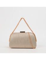 Bolso de mano tipo clutch dorado eventos bodas - details 2