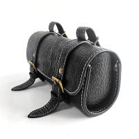 Nueva Bolsa De Herramientas De Motocicleta Retro De Cuero Genuino Con Estampado De Cocodrilo Impermeable Y Resistente Al Desgaste Para Motorbike Tamaño 21x9x9cm Color Negro - details 5