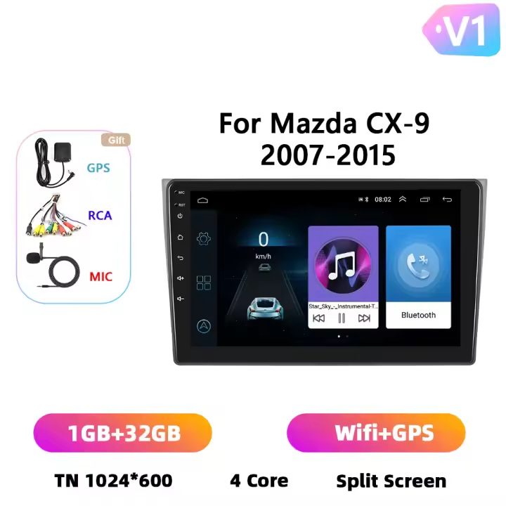 Podofo Radio de coche Android 2 Din para Mazda CX-9 2007 2008 2009 2010-2015 Carplay 8+128GB AI Voice WIFI+4G DSP GPS Navegación Multimedia Reproductor de Video - 1