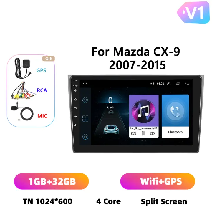 Podofo Radio de coche Android 2 Din para Mazda CX-9 2007 2008 2009 2010-2015 Carplay 8+128GB AI Voice WIFI+4G DSP GPS Navegación Multimedia Reproductor de Video - 1