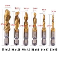 Juego De 6 Piezas De Brocas De Tapa En Acero De Titanio HSS Para Trabajar Metálicos Herramientas Manuales M3 M4 M5 M6 M8 M10 - details 1