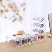 Estuche De Acrílico Transparente Para Gafas Caja De Exhibición De Sol Para Escritorio Con Cuatro Capas Organizador De Maquillaje Y Estación De Estudio a Prueba De Polvo - details 3