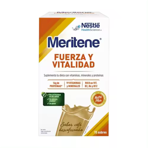 MERITENE FUERZA Y VITALIDAD BATIDO CAFE DESCAFEINADO15 SOBRES X 30G - 1