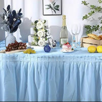 Juego De 2 Piezas De Falda De Mesa Desechable PEVA Impermeable Y Antiaceite Para Fiestas De Cumpleaños Y Bodas Decoración De Mesa - details 2