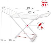 KingnetStore - Tendedero de Ropa con Alas, 20m Espacio Tendido X-Legs, 20 pinzas de ropa incluida, 180 x 108 x 55 / 129 x 54 x 7,3 CM, Tendedero Plegable - Tendedero Extensible - Tendedero Antideslizante - Tendedero para Exterior e Interior - details 1
