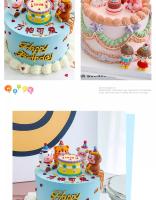 Topper De Pastel De Fiesta Animal De Dibujos Animados 3D INS Oso Conejo De Pascua Zodiac Chino Para Niños Decoraciones De Cumpleaños Boys O Girls Regalos PVC - details 1