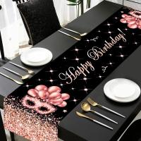 Corredor De Mesa En Forma De Rosas 35x180cm Negro Oro Para Cumpleaños Adulto Decoración Con Brillo Ideal Para Fiestas Internas Y Mujeres - details 7