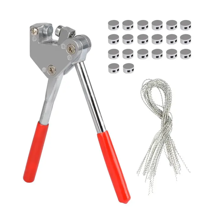 Alicates de sellado Juego de alicates de plomo rojo de 10 mm con mango de plástico (1x alicates para cables de sellado + 20 cables + 20 cables de sellado) - 1
