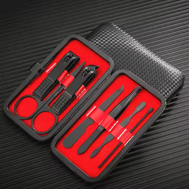 Set Profesional De Manicura Y Pedicura 7/10/24 Piezas Kit De Acrílicos Incluye Cortauñas Y Cortauñas Para Dedos En Acero Inoxidable Con Porta Herramientas De Cuero - 1