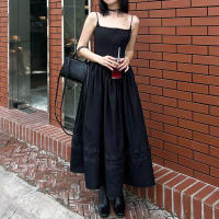 SUCHCUTE Vestido Largo Negro Para Mujer Estilo Coreano Gótico Vintage Sin Mangas Slim Ajustado Para Fiestas Clubwear Verano - details 9