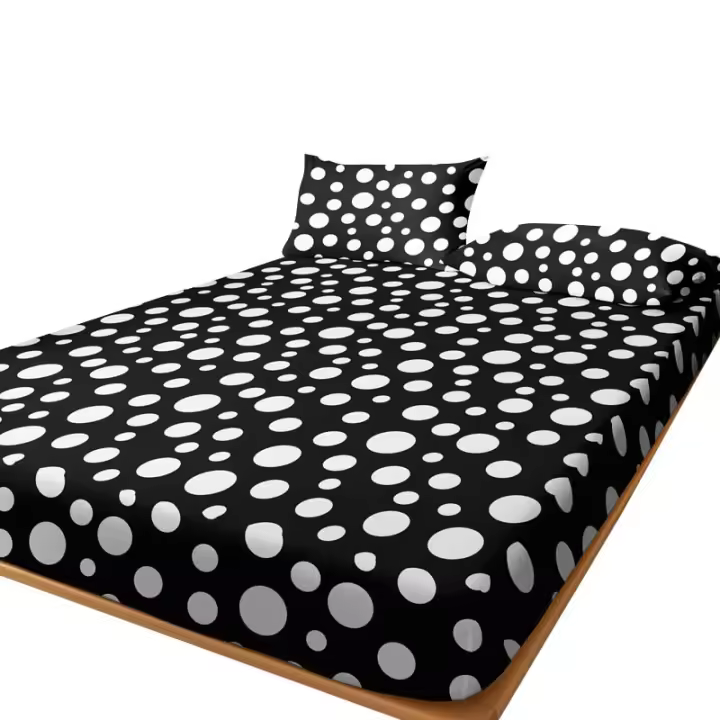 Sábana Ajustada Moderna Y Geométrica Con Diseño De Círculos Mate Sin Edredón Ni Fundas De Almohada Para Dormitorio - 1