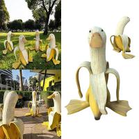 Estatua Creativa De Jardín DUCK Banana Figura De Banano Pelado Para Arte De Jardín Exterior Ornamento Para Escritorio Del Hogar O Jardín - details 4