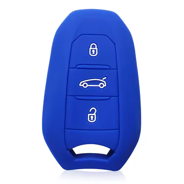AUTOZOCO Funda Silicona Mando Llave del Coche 3 Botones, Compatible con Peugeot 301-408 - 508-2008 -3008-4008 - 5008, Citroen C4L - C3-XR - DS5LS - DS6 -DS7, Azul - 1
