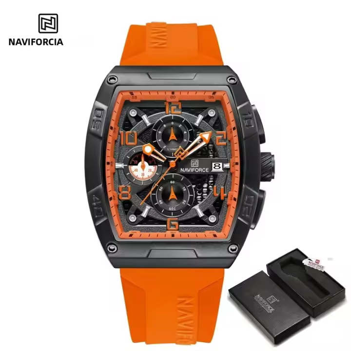 Reloj De Pulsera Masculino NAVIFORCE NF8052 Con Correa De Silicona Resistente Al Agua Cronógrafo Luminoso Y Calendario Completo - 1
