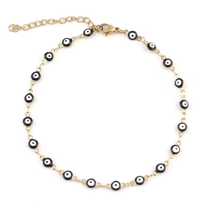 Anklet De Acero Inoxidable Con Ojo Turco Para Mujer Pulsera Colorida De Enamel Joyería De Pierna Regalos De Cumpleaños 23cm Longitud 1 PC - 1
