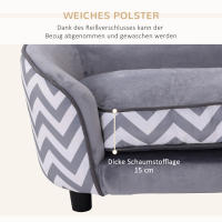 Pawhut Sofá para Mascotas Sofá Acolchado para Perros y Gatos de Madera con Cojín Grueso Patas y Bolsillo de Almacenaje 68,5x40,5x40,5 cm Gris - details 4