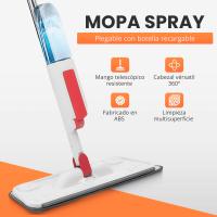 RELAXTY Mopa Spray con Mango Telescópico 126 cm y Cabezal 360° - Depósito 250ml, Almohadilla Reutilizable, Mopas de Limpieza Suelos de Todo Tipo, Paredes y Azulejos, Multisuperficie. - details 0