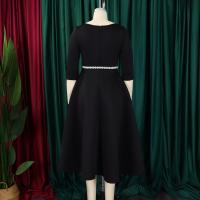Vestido De Lujo Para Mujer Con Cuello Redondo Manga Larga Cinturado A-Linea Hasta El Tobillo Elegante Vestido De Cumpleaños - details 34