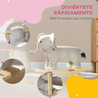 AIYAPLAY Caballo Balancín para Niños de 2-4 Años Caballo de Juguete en Forma de Elefante con Sonido Asas y Base de Madera Carga 40 kg 64,5x31x52 cm Gris - details 5