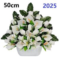 Centro de Flores para Cementerio Gerimport | Ramos de Flores para Todos los Santos | Flores Artificiales de Tela | Ancho 50cm | Alto 40cm | Personalizar Color y Medida | Contacto con Nosotros - details 0