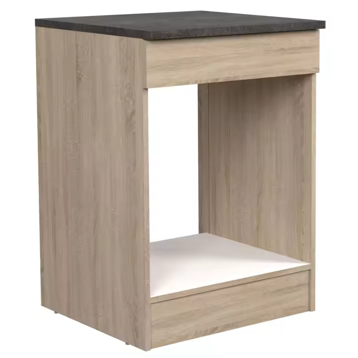 Módulo Inferior Horno 60 cm Arko Cocina Estilo Moderno en Color Roble Áspero y Negro 60x86x60 cm - 1
