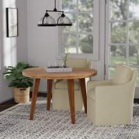 Sillón de comedor tapizado Stone & Beam Vivianne con ruedas - Silla de comedor moderna - Reposabrazos - Lino de alta calidad - Diseño versátil - Certificado Título VI EPA - Comodidad de felpa - Móvil y estable - Dimensiones: 70.6 x 61.5 x - details 0