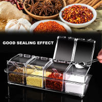 Juego De 4 Cajas De Condimentos Transparentes Con Cuchara Soporte De Especias Para Pimienta Estilo Japonés Almacenamiento De Alimentos - details 4