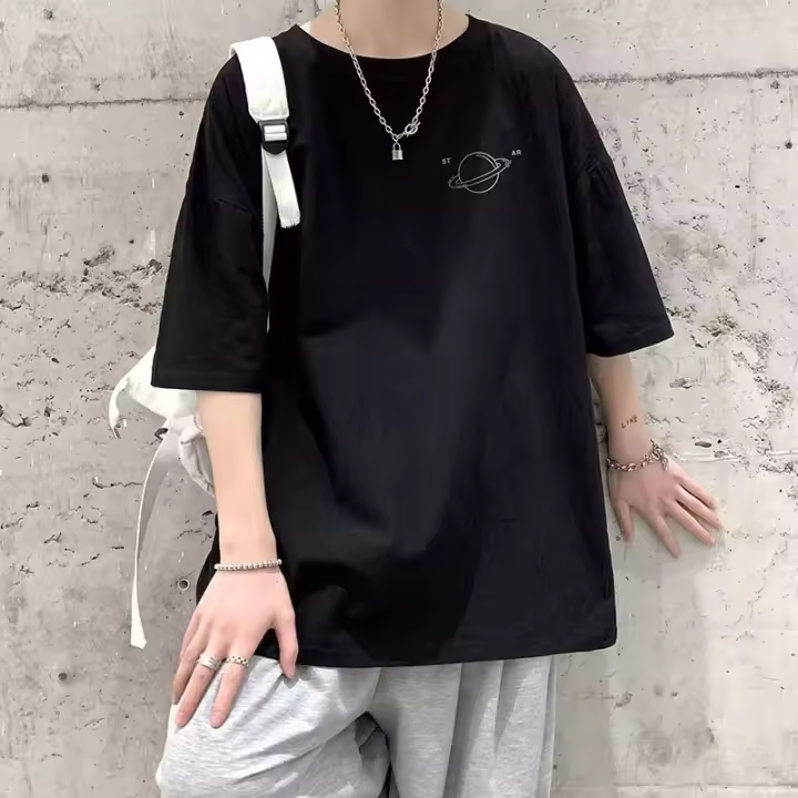 Camiseta Casual Para Hombre Con Estampado De Planeta Minimalista Talla M-8XL Manga Corta Versátil Y Moda Primavera/Verano - 1