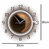 Reloj de pared silencioso con taza de café y espuma, decoración de cocina, cafetería, letrero de pared, estilo cafetería - details 3
