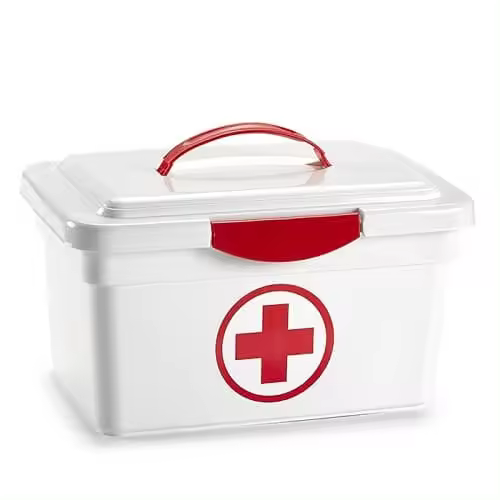 CABLEPELADO Caja botiquín Primeros Auxilios, Caja Medicamentos para Botiquín, Caja botiquín con tapa y asas, Caja medicinas, Caja farmacia, Capacidad 8 Litros, 35.5 cm largo x 21 cm alto x 23 cm fondo - 1