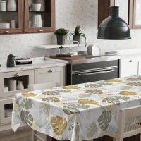 Mantel HuleHule Tex Estampado Impermeable Innovador Resistente a Manchas PVC - Palma Colores Ochre y Marsala - details 0