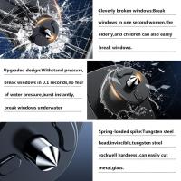 Martillo de seguridad para coche, herramienta de escape de emergencia con rompeventanas y cortador de cinturón de seguridad, herramienta de escape para accidentes automovilísticos con llavero, color negro - details 1