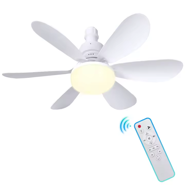 Ventilador de techo con luz y Control Remoto, Ventiladores de Techo Silencioso con Casquillo E27 de 30/40W, 6 Aspas, 3 Velocidades, Luz Fría/Neutra/Cálida, para Dormitorio, Sala de Estar - 1