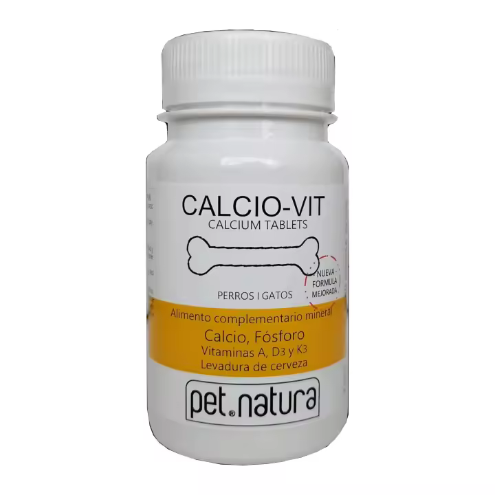 Petnatura Calcio para perros y gatos 60 comprimidos - Alimento complementario con levadura de cerveza vitaminas, minerales, calcio, fosforo en pastillas - 1