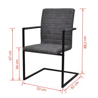 vidaXL Sillas de comedor voladizas 2 unidades cuero sintético gris - details 7