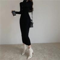 Vestido Bodycon Elegante Para Mujer Con Botones Y Cuello En V De Terciopelo Suave Manga Larga Estilo Oficina Otoño Invierno - details 33