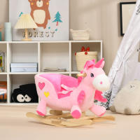 HOMCOM Caballito Balancín para Bebés 18-36 Meses Caballo Balancín en Forma de Unicornio con Música Cinturón de Seguridad Manillar y Reposapiés Carga 30 kg 65x35x45 cm Rosa - details 1