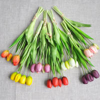 5pcs/Bunch Tulipes Artificiales Rosa De Alta Calidad Silicona Para Decoración De Hogar Y Bodas Flor Falsa Realista Para Bouquet - details 3