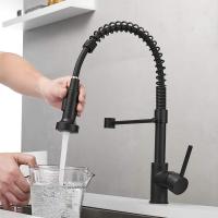 BIT Grifos de cocina Grifo monomando para fregadero de cocina con resorte de latón macizo, negro mate 9009R - details 2