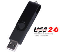 Memoria Stick USB Tipo-C 2 En 1 Para Móvil 8GB 16GB 32GB 64GB Rotable Negro Pendrive Flash Drive U Disquete Compatible Con Type-C - details 0