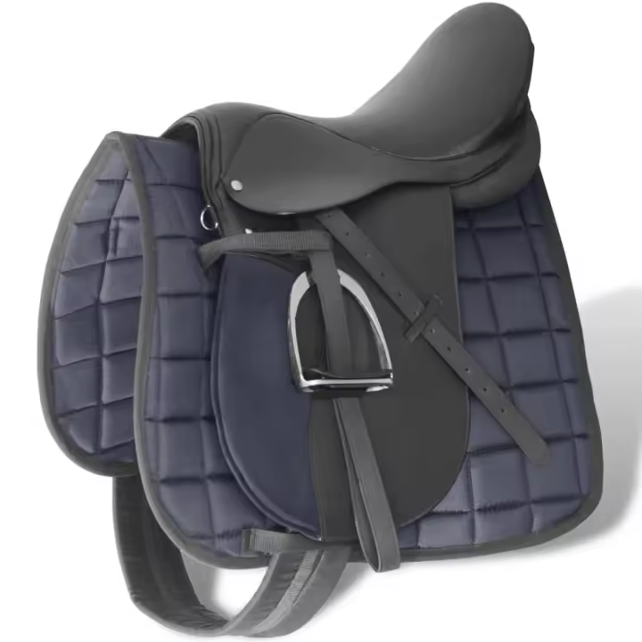 vidaXL Set Silla Montar a Caballo 17,5” 12 cm Cuero Equitación Hípica Color Marrón,  Negro, y mas - 1
