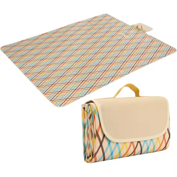 Manta de picnic impermeable - Manta de playa extragrande de 200 × 195 cm con asa de transporte - Esterilla de playa plegable y lavable sin arena - Mantas para exteriores - 1