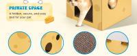 Nobleza - Casa Gato con Rascador para Gatos de Cartón y Hierba Gatera, Cama para Gatos Litera, Cueva para Gatos de Cartón Plegable, Juguetes para Gatos Pequeños y Medianos, L35*W35*H35CM, Amarillo - details 2