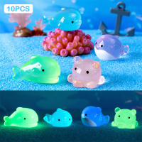 10PCS Ornamentos De Resina Luminosa De Ballena Y Octopus Para Jardín Faeérico Miniatura Organismo Marítimo Decoración De Micro Paisaje En Maceta - details 0